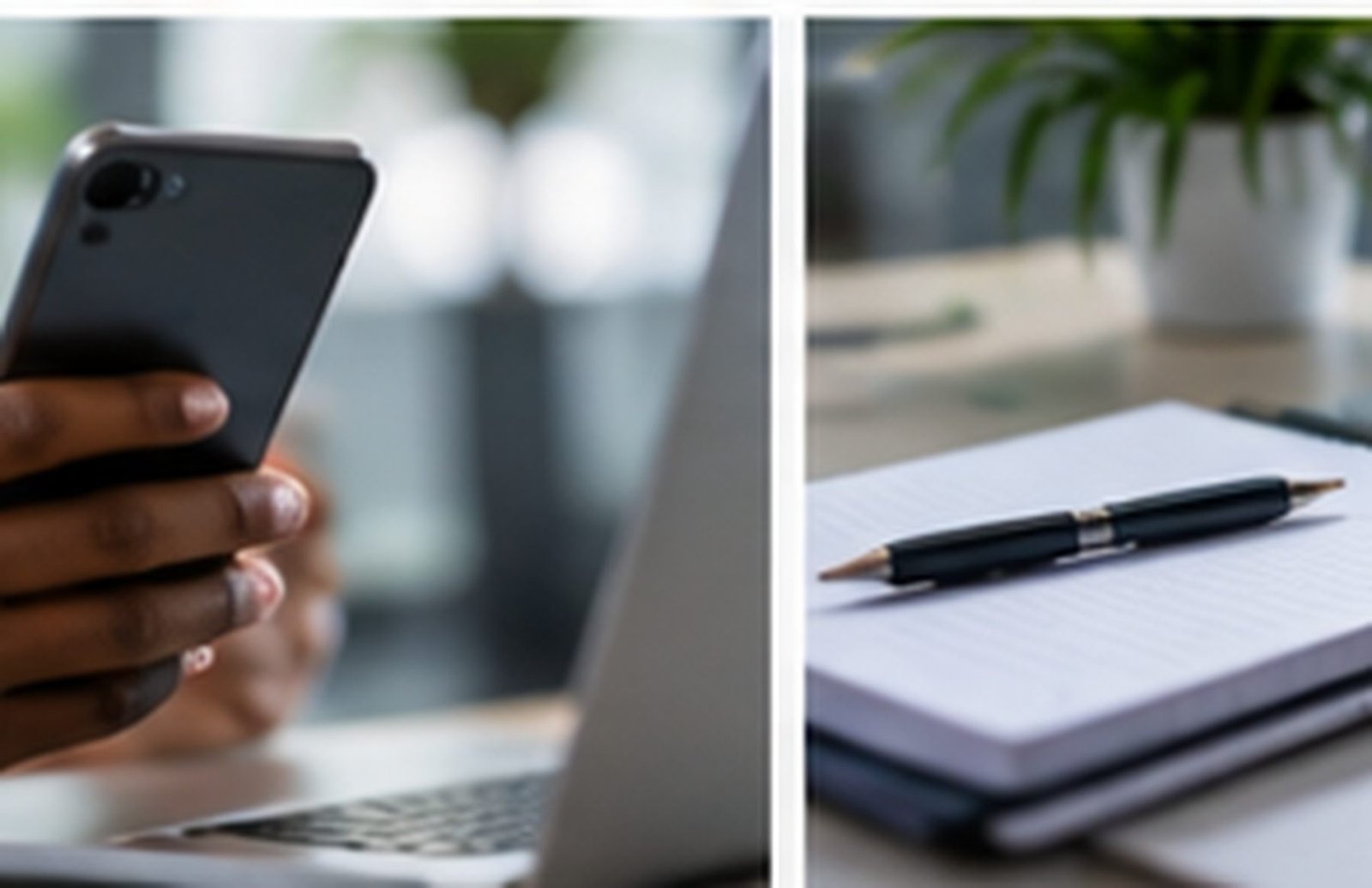 Smartphone and notebook used for planning social media content